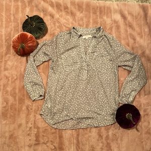 Nice long sleeve button down Loft shirt with heart pattern